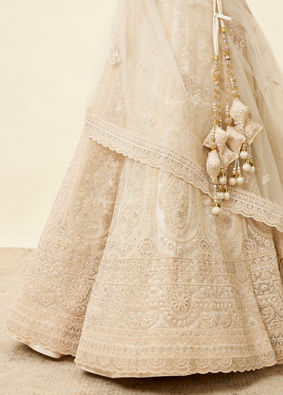 Beige Cream Stone and Sequin Work Lehenga image number 2